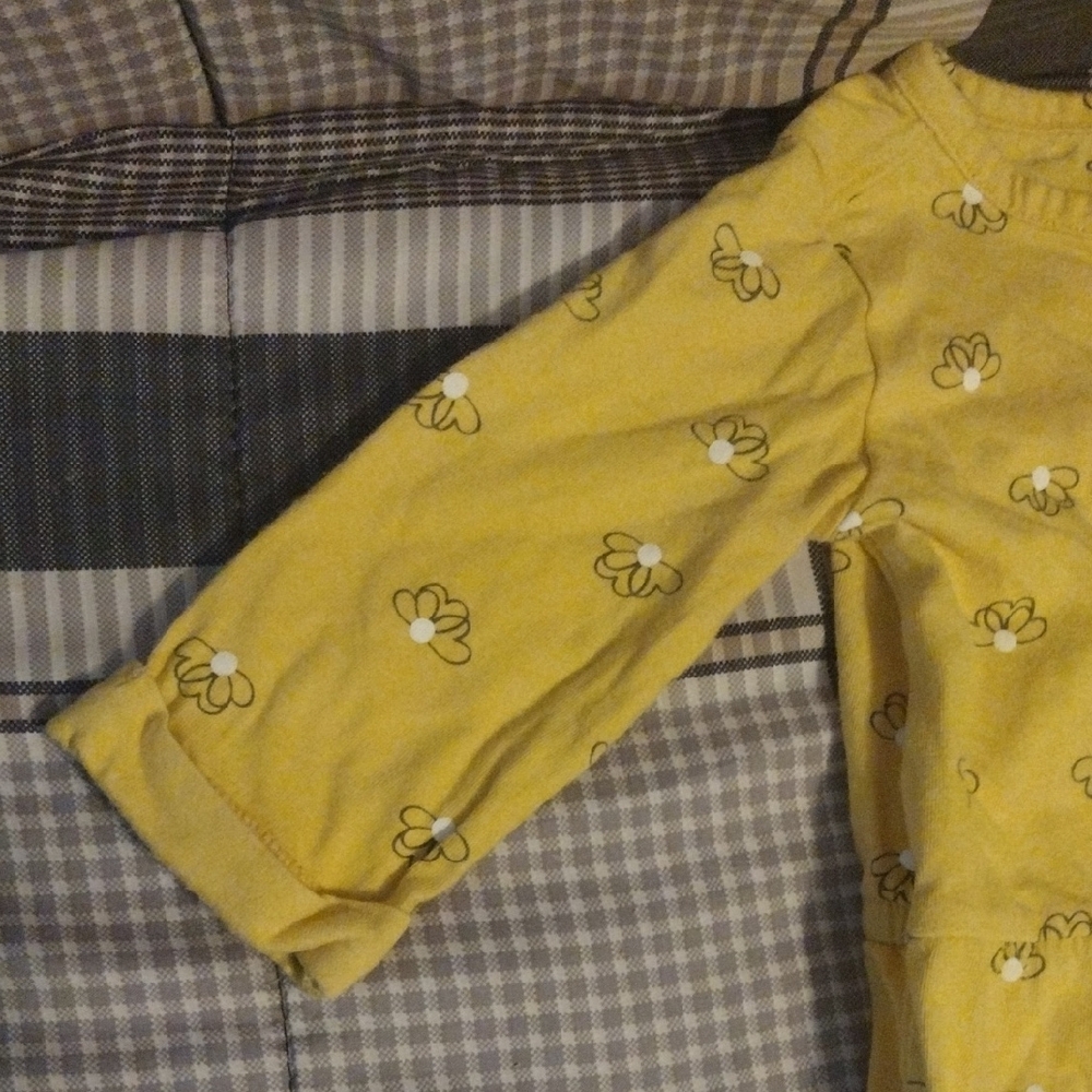 Carter's Yellow Bee-Print Long Sleeve Footed One-Piece - Picture 3 of 7